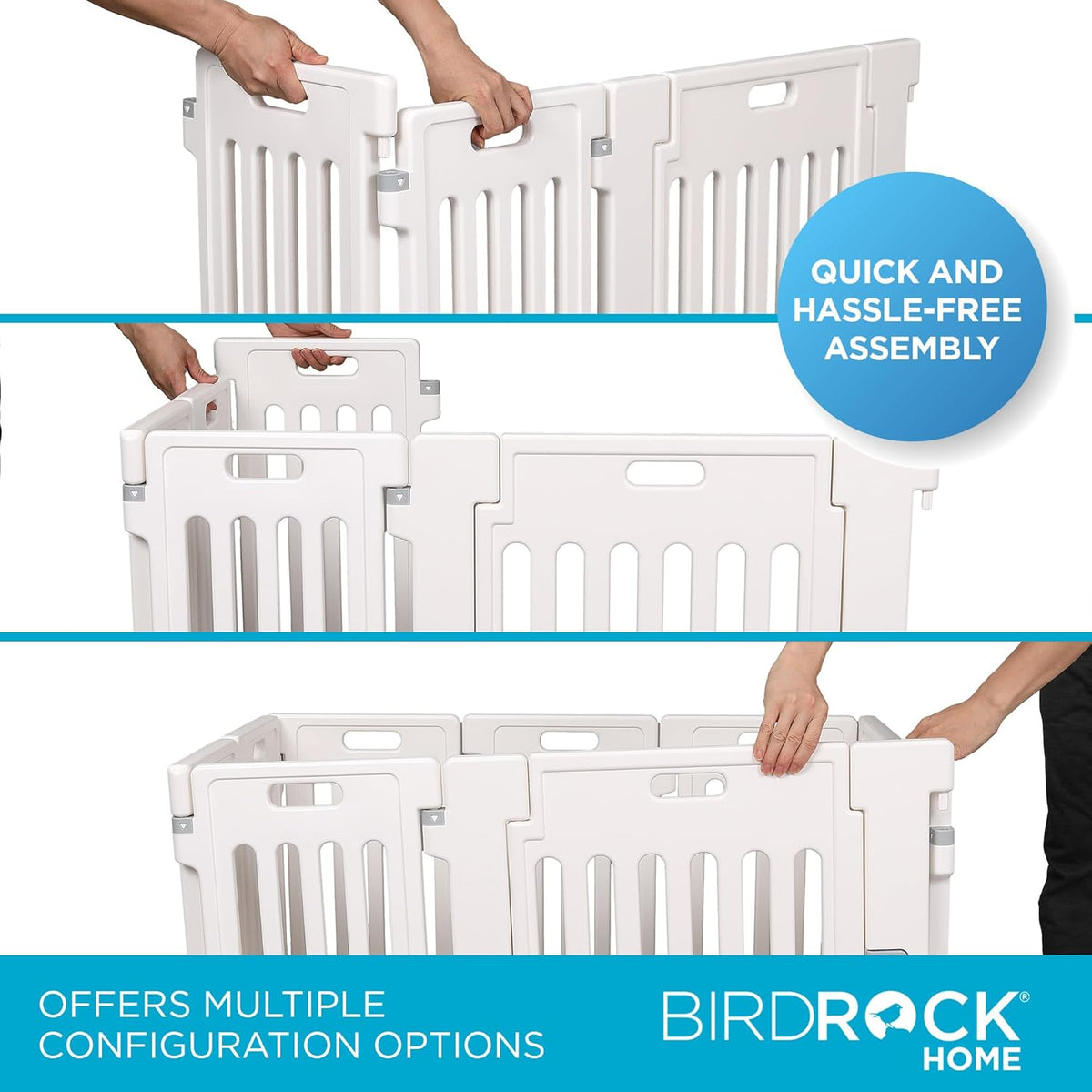 BIRDROCK HOME Dog Playpen w/Door, 8 Panel, 25.6in H | Strong Plastic, Non-Slip Puppy Playpen