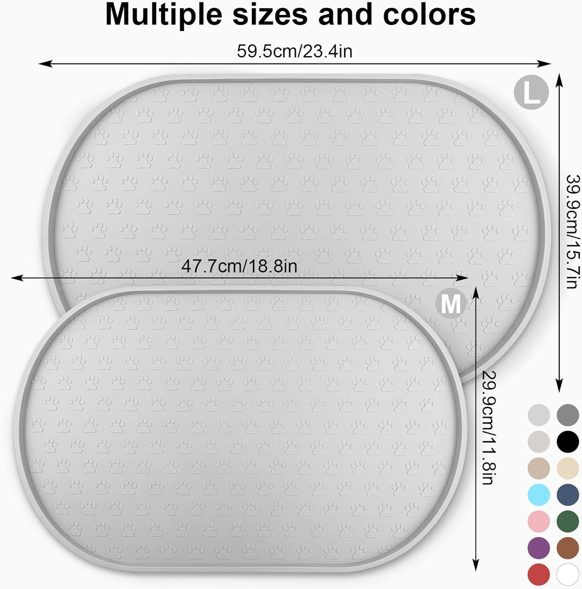 KPWACD Dog Food Mat Anti-Slip Bowl Mats for Food and Water, High-Lips Waterproof Pet Placemat