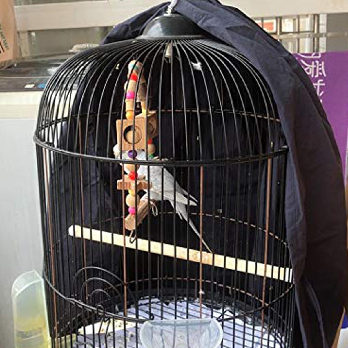 QBLEEV Round Parrot Birdcage Cover Pet Universal Blackout Cage Cover Shade Windproof Light-Proof