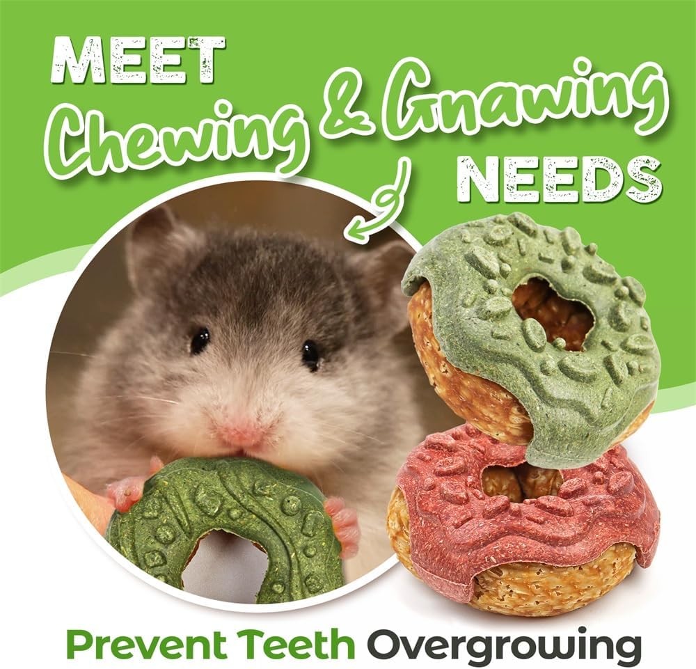 TEEWY 3PCS Guinea Pig Toys, Prevent Teeth Overgrowth, Natural Vegetables and Timothy Grass, Hamster