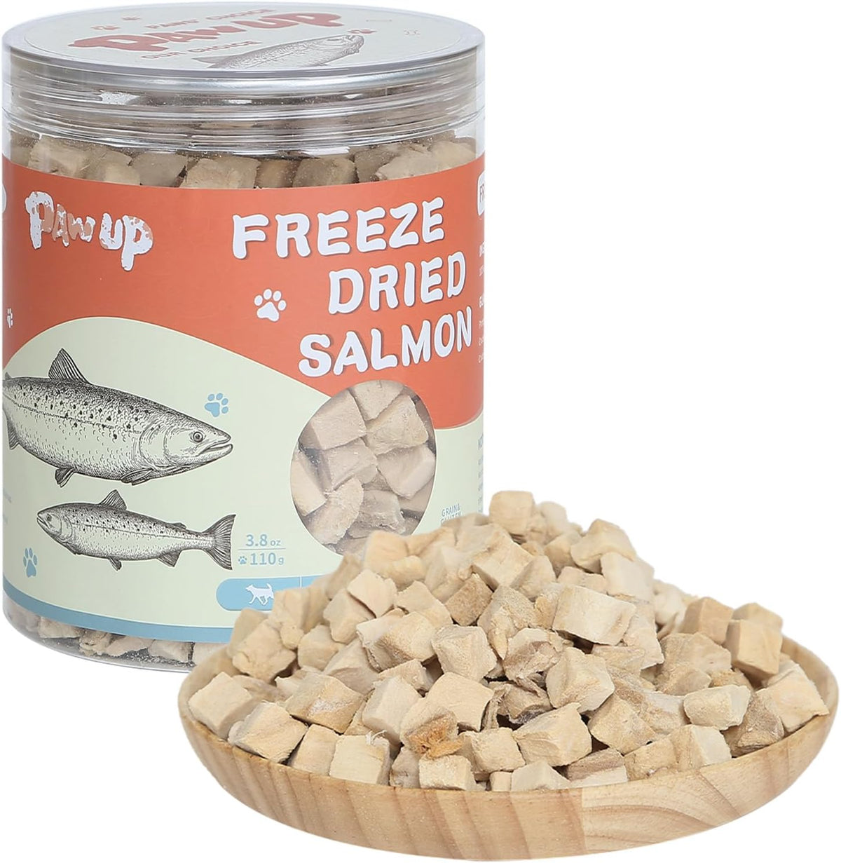 Freeze Dried Salmon Cat Treats, Single Ingredient Raw Cat Food Toppers, Healthy Training Treats for
