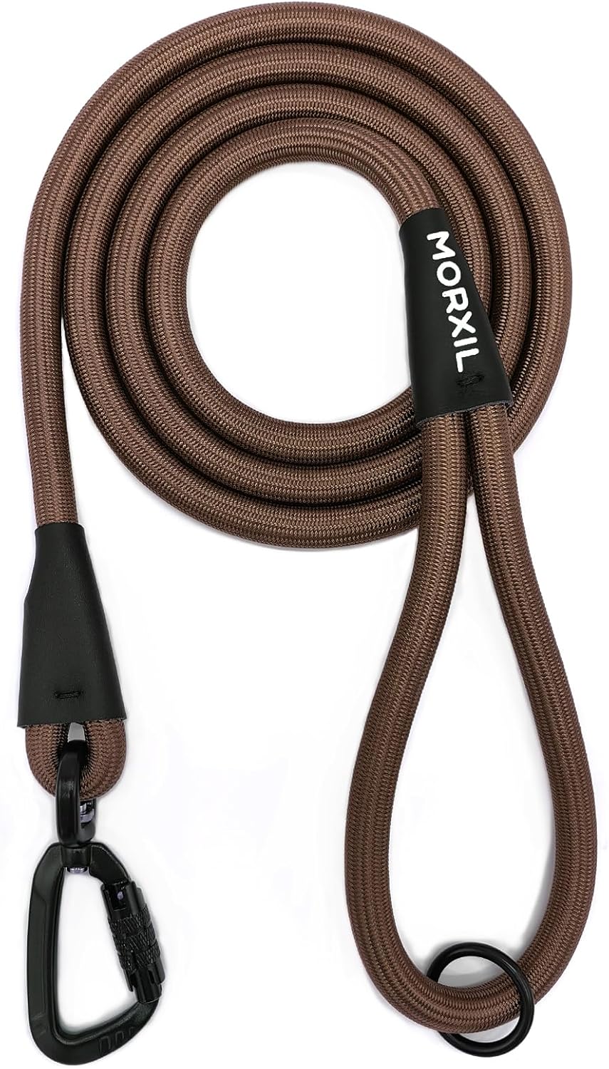 Rope Dog Leash, 4 ft Heavy Duty Dog Leash with Aviation Aluminum Auto Locking Carabiner, Strong