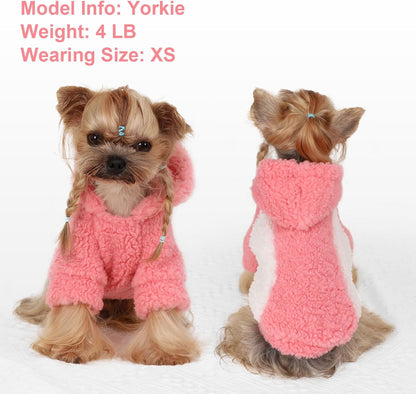 YIKEYO Dog Hoodie Pet Clothes Sweater with Hat Soft and Warm Cold Weather for Small Patchwork