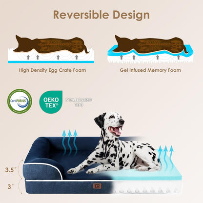 EHEYCIGA Orthopedic Dog Beds for Large Dogs, Waterproof Memory Foam Large Dog Bed with Sides