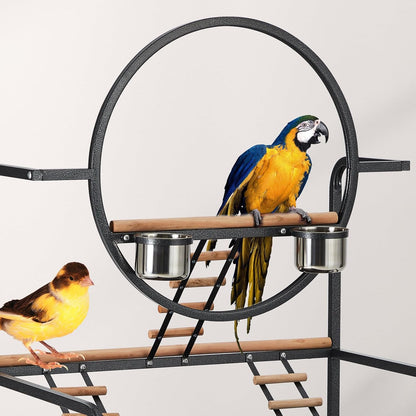 Bird Playstand, 66'' H Inch Birdcage Stand Activity Play Center with Perches and Ladders, Removable