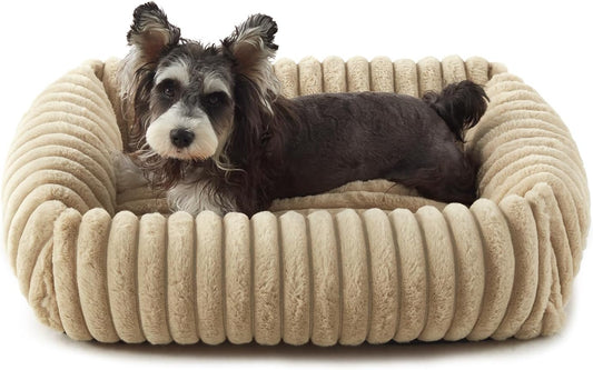 Dog Beds for Small Dogs, Washable Orthopedic Dog Bed with Removable Cover, Rectangle Soft Calming