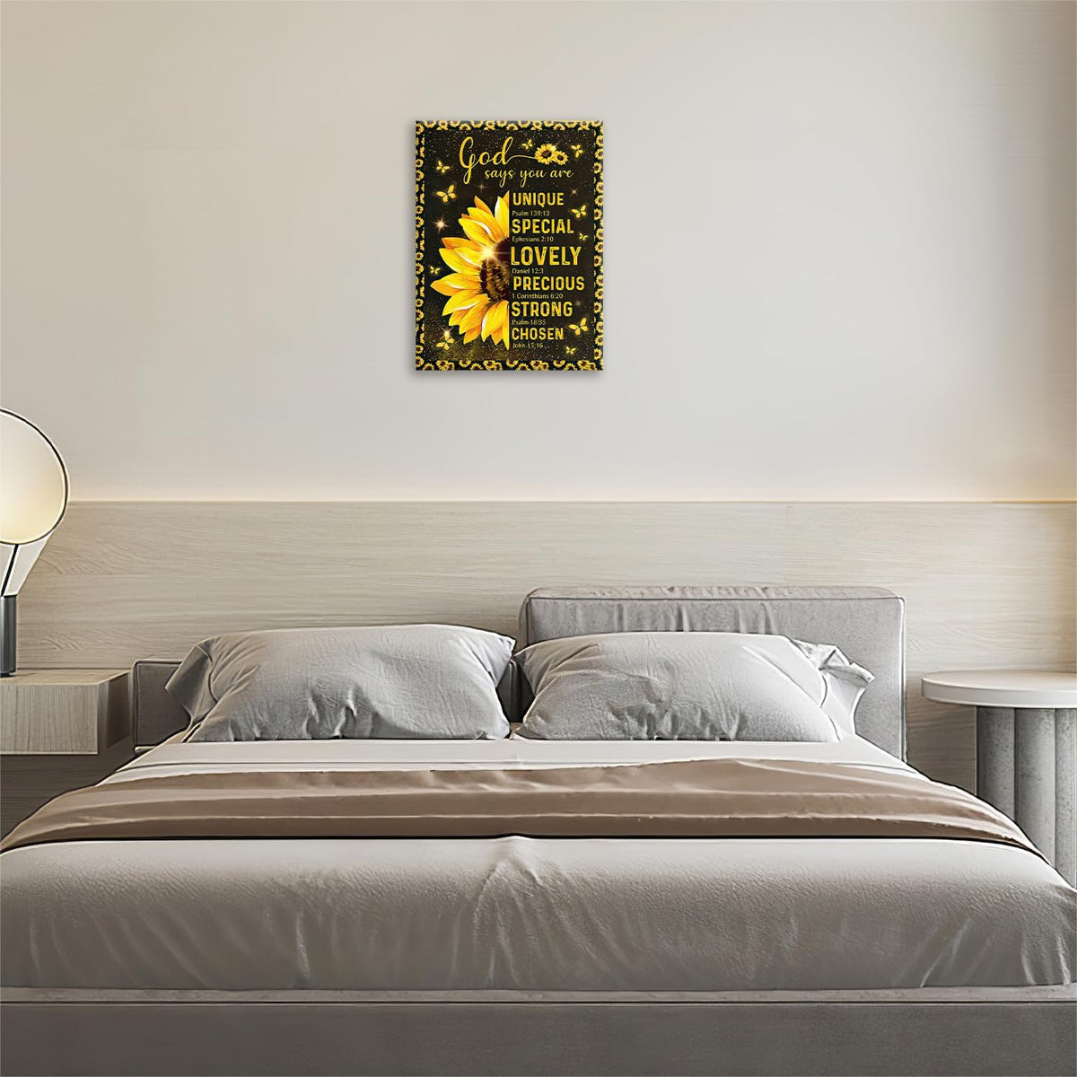 Christian Sunflower Bathroom Pictures Wall Art, Bible Verse Bathroom Wall Decor for Bedroom Office