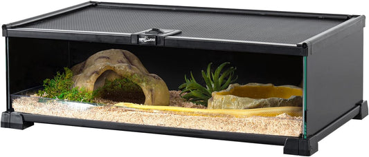 REPTIZOO Small Reptile Tank 20" x 12" x 6" Glass Reptile Terrarium with Top Feeding Habitat for