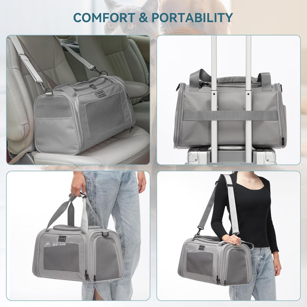 PETSFIT Cat Carrier Airline Approved, Soft Carrier for Small and Medium Cats Under 12 Lbs, Soft Cat