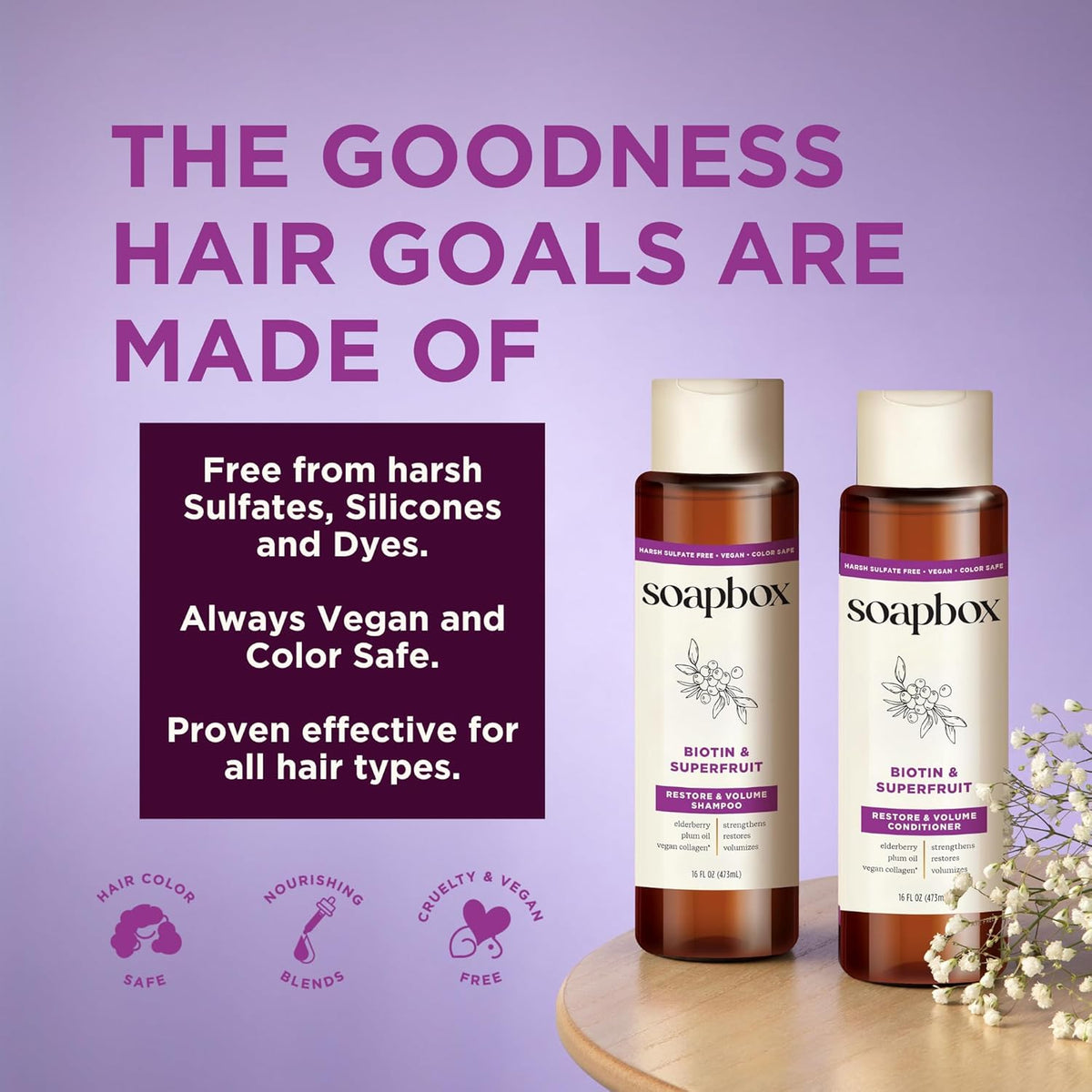 Soapbox Biotin Shampoo, Biotin & Collagen Super Fruit Shampoo for Thin, Fine, Thinning Hair |