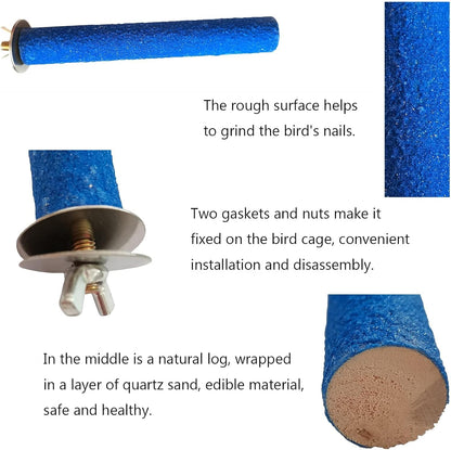 Hamiledyi Bird Perches for Cage Grinding Sand Bird Perches 8pcs Claw Trim Cage Perches Stand for