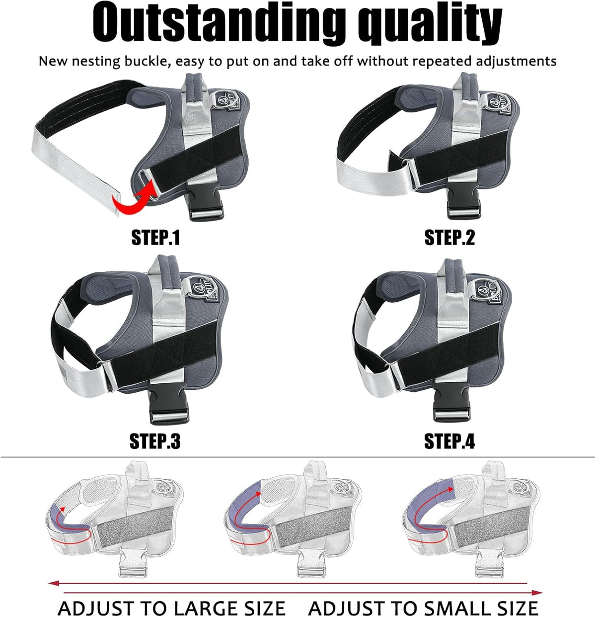 Bolux Dog Harness, No-Pull Reflective Dog Vest, Breathable Adjustable Pet Harness with Handle for