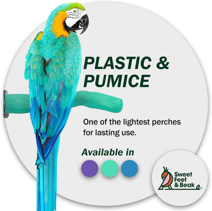 Sweet Feet & Beak Safety Pumice Bird Perch, Large 1-1/2" X 12", Purple - Lightweight Grinding Bird
