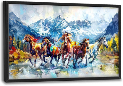 Horse Large Wall Art Running Horses Pictures Colorful Horse Mountain Landscape Wall Decor Wild
