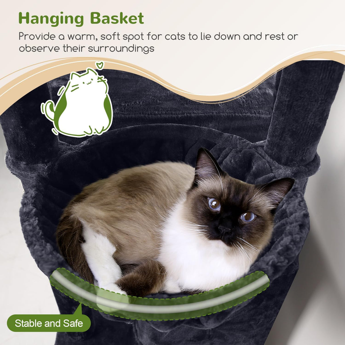Globlazer Cat Tree Tower, 76-Inch Extra Tall Multi-Level Cat Furniture with Cozy Condos, Hammock