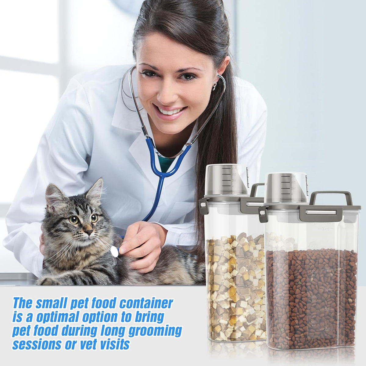 TBMax Small Dog Cat Food Storage Containers 2 Pack, Travel-Friendly Pet Food Container with Spout &