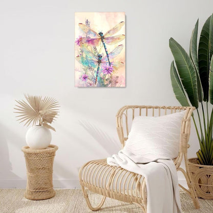 Dragonfly Bathroom Pictures Wall Art, Floral Bathroom Wall Decor, Framed Painting Canvas Artwork