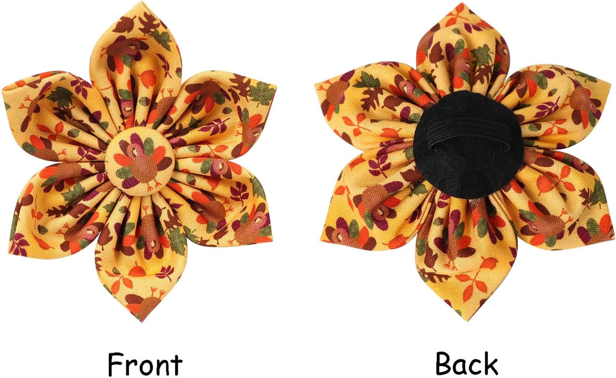 Lionet Paws Thanksgiving Day Dog Collar with Flower, Dogs Flower Collar with Metal Buckle for Dogs