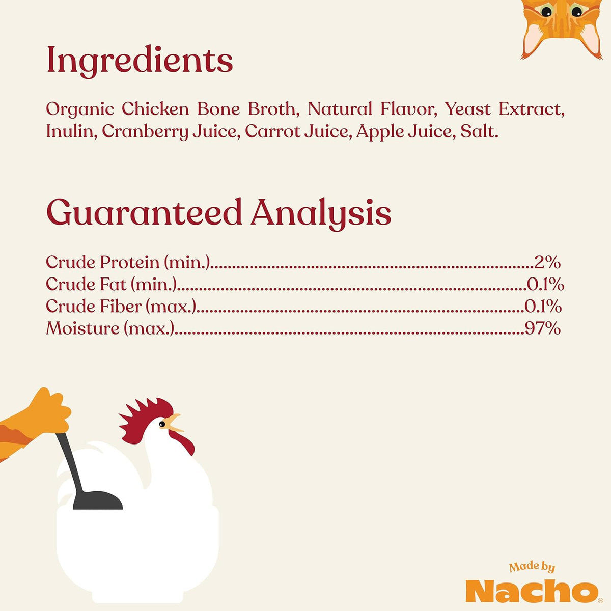 Made by Nacho Bone Broth Cat Food Topper for Hydration and Picky Eaters - Add Protein and Flavor to