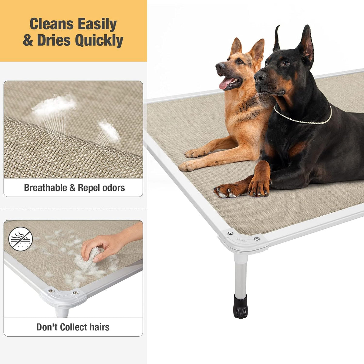 Veehoo Chew Proof Elevated Dog Bed - Cooling Raised Pet Cot - Silver Aluminum Frame and Durable