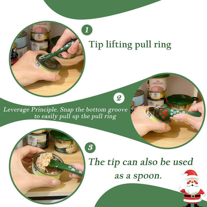 Christmas Pet Set - 3 Cat Food Can Lids & 1 BPA-Free Opener | Cute Paw Shape Can Covers and Opener