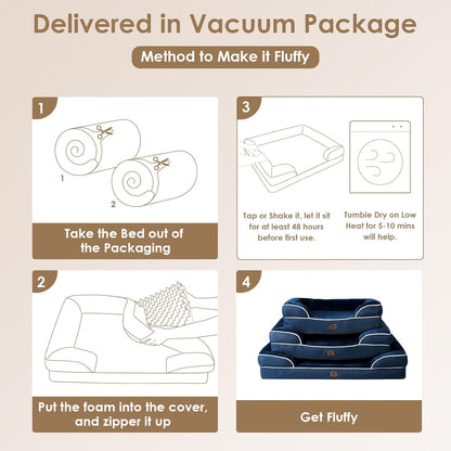 EHEYCIGA Orthopedic Dog Beds for Large Dogs, Waterproof Memory Foam Large Dog Bed with Sides