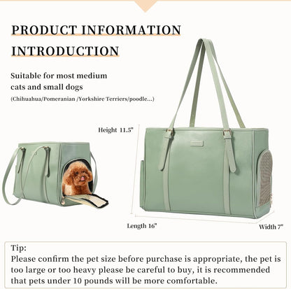 Fashion Dog Purse Pet Carrier Leather Bag for Small Dogs Cats Puppy, Portable Tote Bag Airline