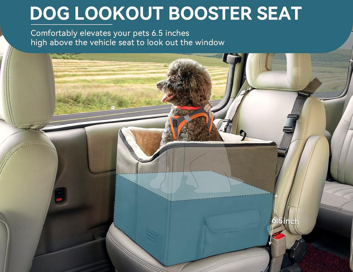 Petsfit Dog Booster Car Seat for Small Dogs, Dog Car Seat with Safety Leash, Suitable for Cars