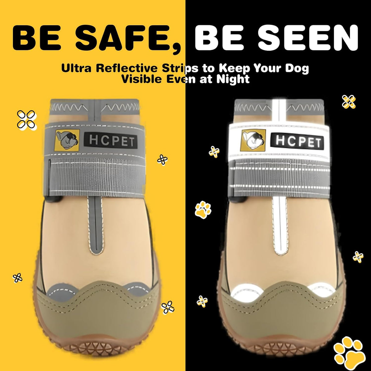 Hcpet Dog Boots Waterproof Dog Shoes for Medium Large Dogs, Anti-Slip Dog Booties Paw Protector for