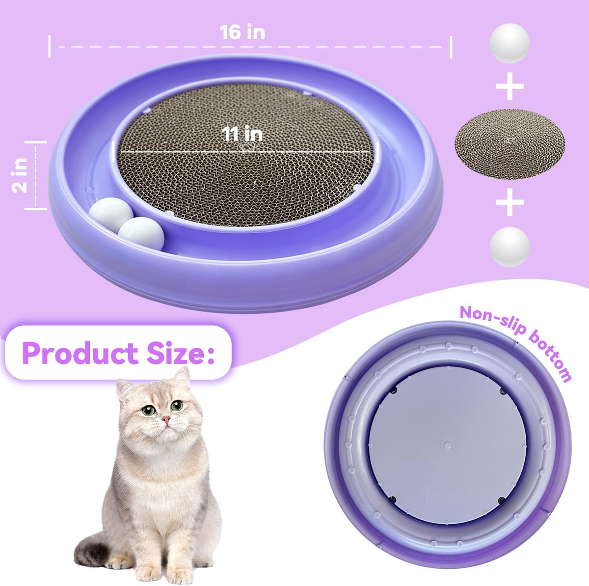 Interactive Cat Ball Track Toy for Indoor Cats, Cat Scratching Board & Exercise Set for Bored