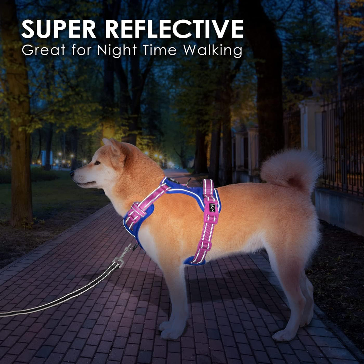 PHOEPET No Pull Dog Harness, Unique Colors Reflective Adjustable Dog Vest, with Soft Training