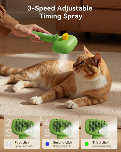 ROJECO 3-in-1 Pet Steam Brush for Cats&Dogs - Detangling Comb with Adjustable Mist, Handheld