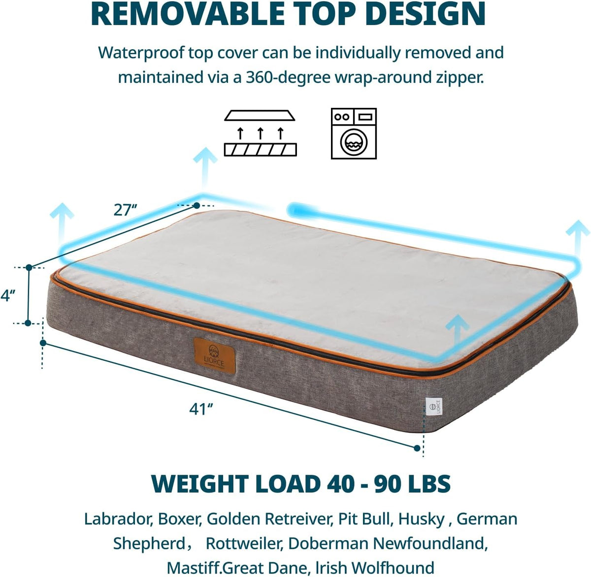 Memory Foam XL Dog Bed - 4” Thick Orthopedic Beds for Extra Large Dogs - Waterproof Dog Bed with