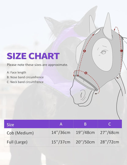 Harrison Howard Horse Fly Mask with Forelock Opening Stretch Breathable and Comfortable for Horses