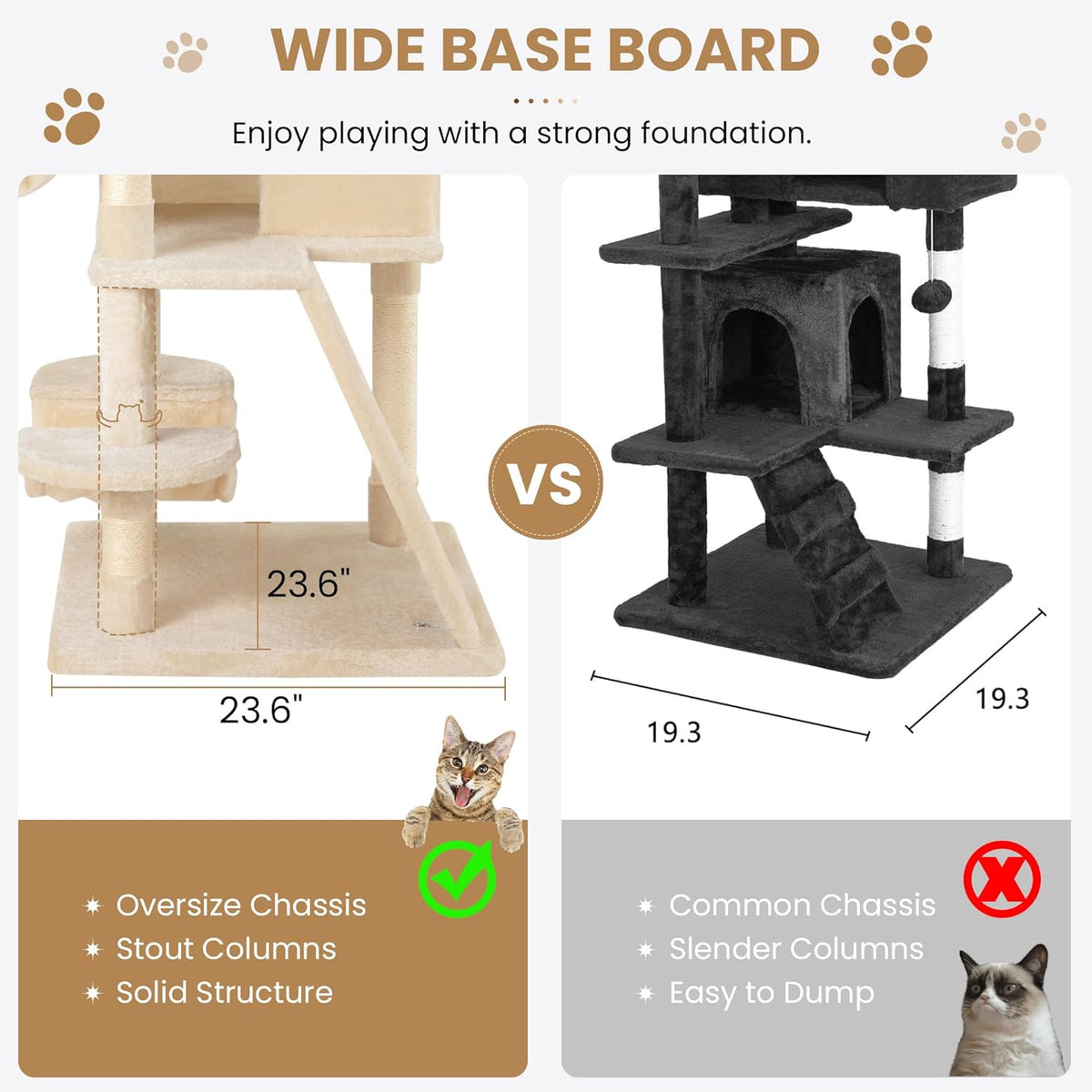 SHA CERLIN 65in Larger Cat Tree Tower Condo for Indoor Kitties/Multi-Level Furniture Activity