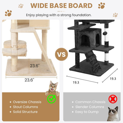 SHA CERLIN 65in Larger Cat Tree Tower Condo for Indoor Kitties/Multi-Level Furniture Activity