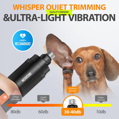 Dog Nail Grinder Upgraded - Professional 3-Speed Super Quiet and Low Vibration Electric Pet Nail