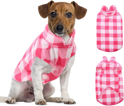 ASENKU Dog Sweater, Plaid Dogs Fleece Vest, Soft Comfortable Pet Pajamas, Warm Winter Puppy Shirt