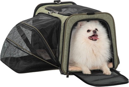Petsfit Expandable Cat Carrier Dog Carrier, Soft-Sided Collapsible Portable Pet Carrier, 19x12x12