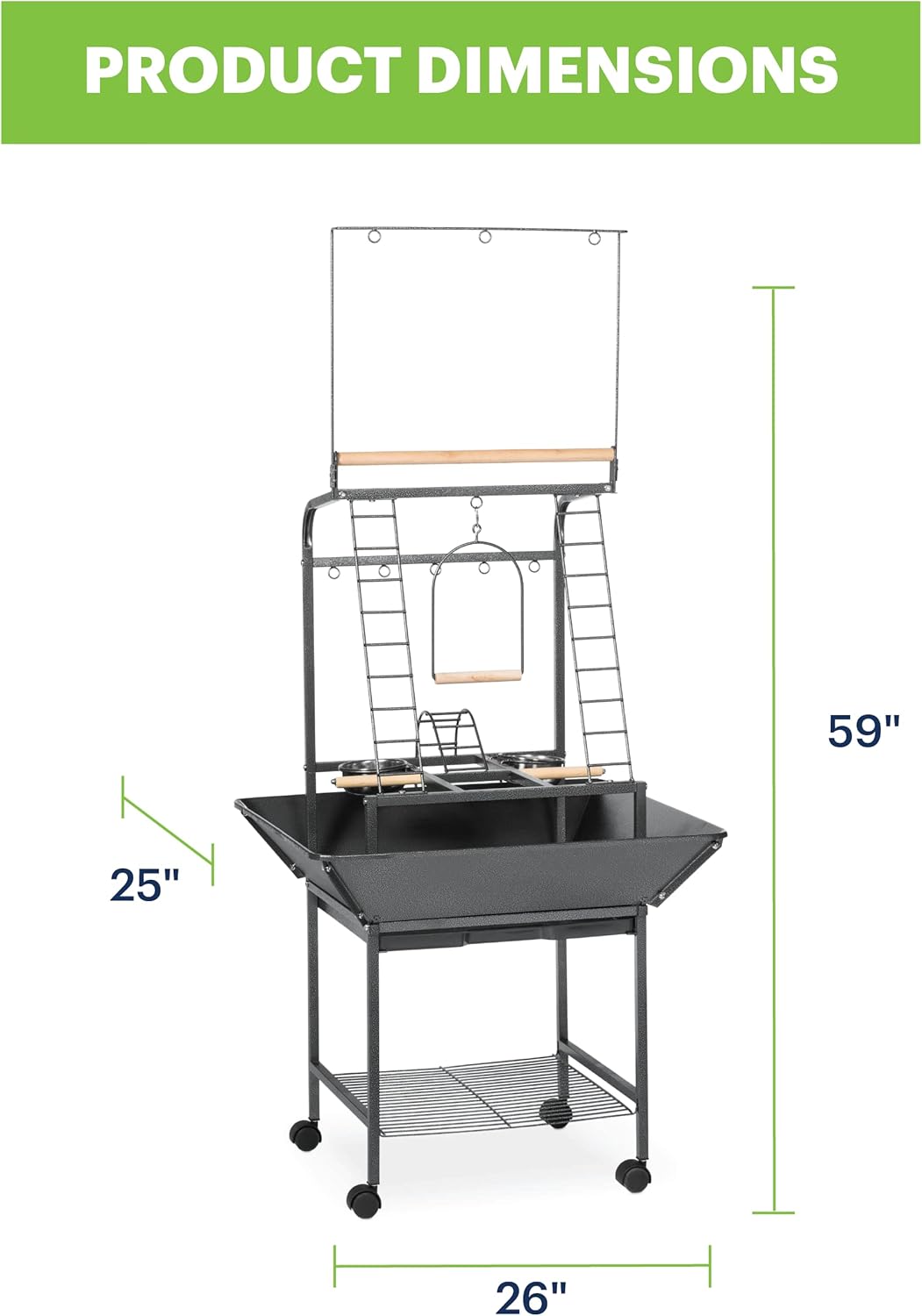 Prevue Pet Products Small Parrot Playstand with Wheels, Bird Stand Activity Play Center with