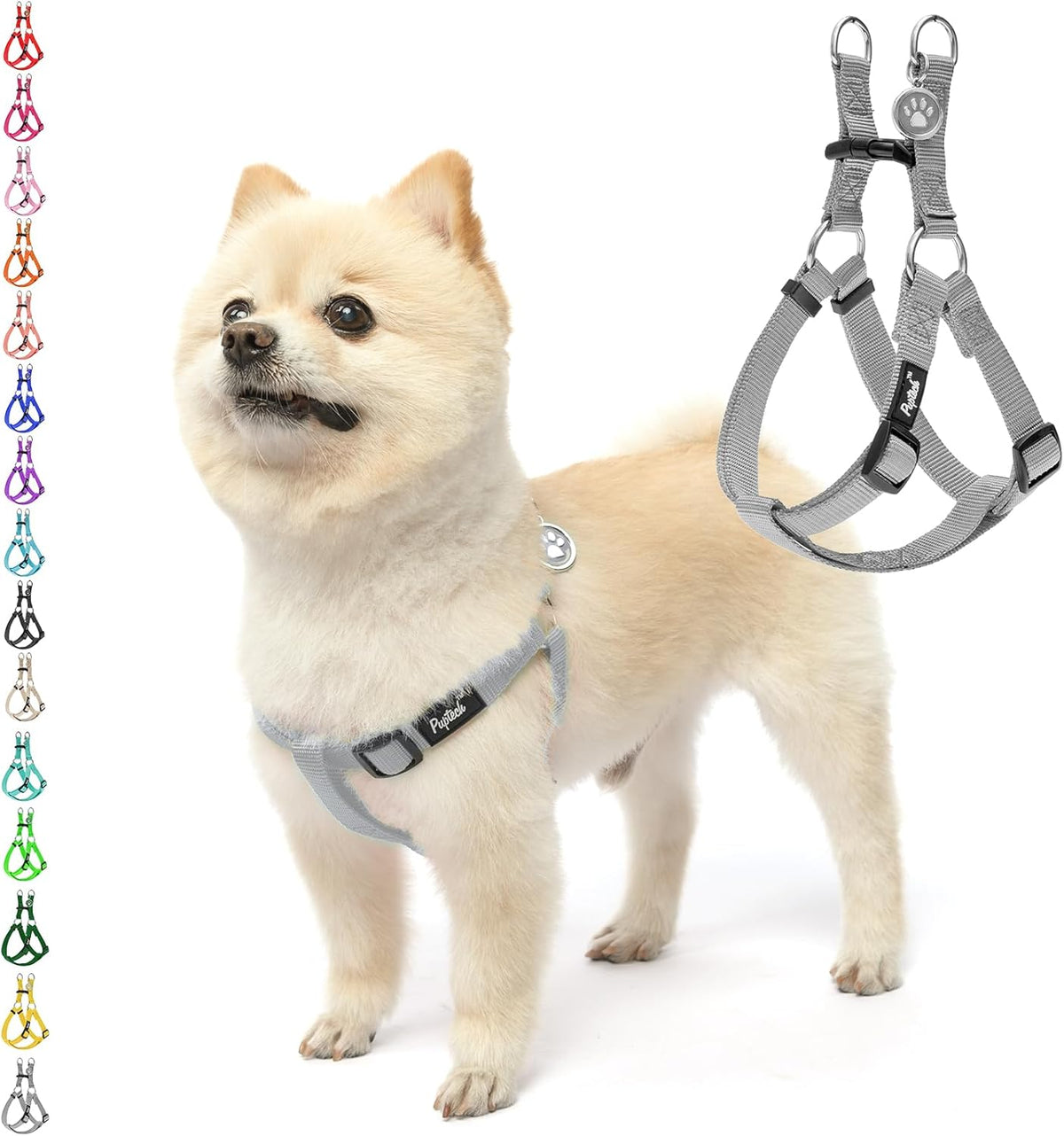 PUPTECK No Pull Dog Harness Soft Adjustable Basic Nylon Step in Puppy Vest Outdoor Walking with ID