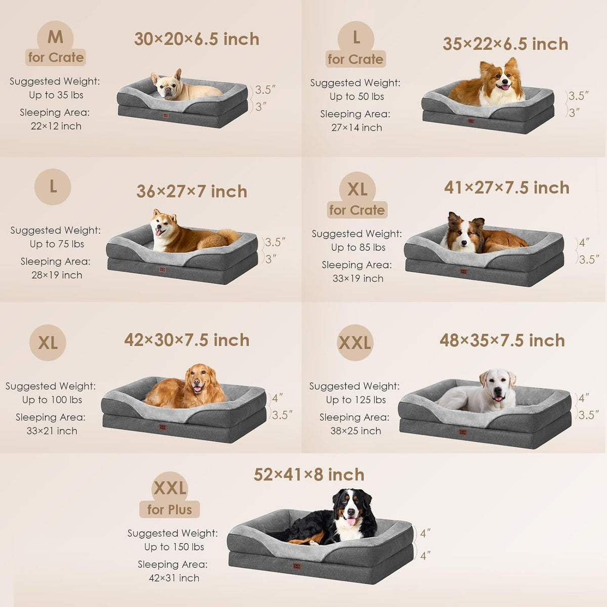 EHEYCIGA Memory Foam XXL Dog Bed for XLarge Sized, Extra Large Orthopedic Dog Sofa with Sides and