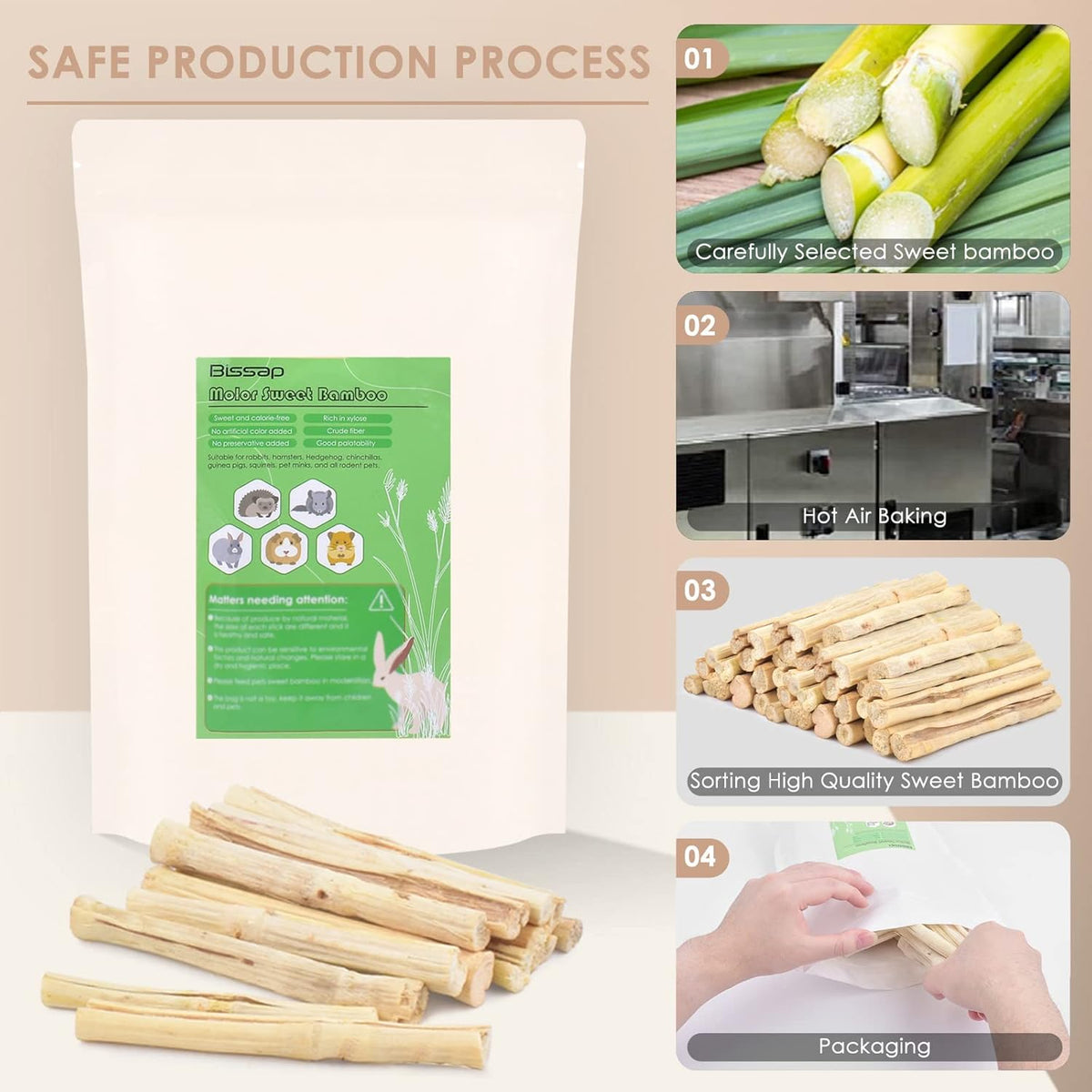 Bissap Sweet Bamboo Chew Sticks for Rabbits 1000g/2.2Ib, Bunny Chew Sticks for Rabbits Hamster