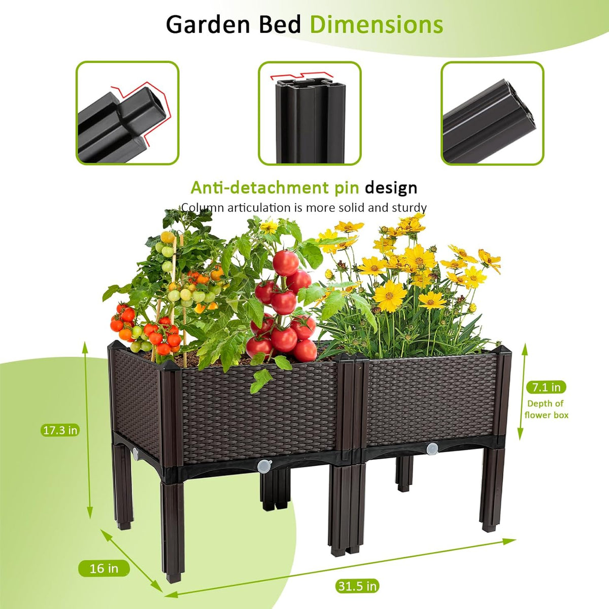 Raised Garden Bed with Legs Planters for Outdoor Plants pots Elevated Garden Boxes Garden Patio