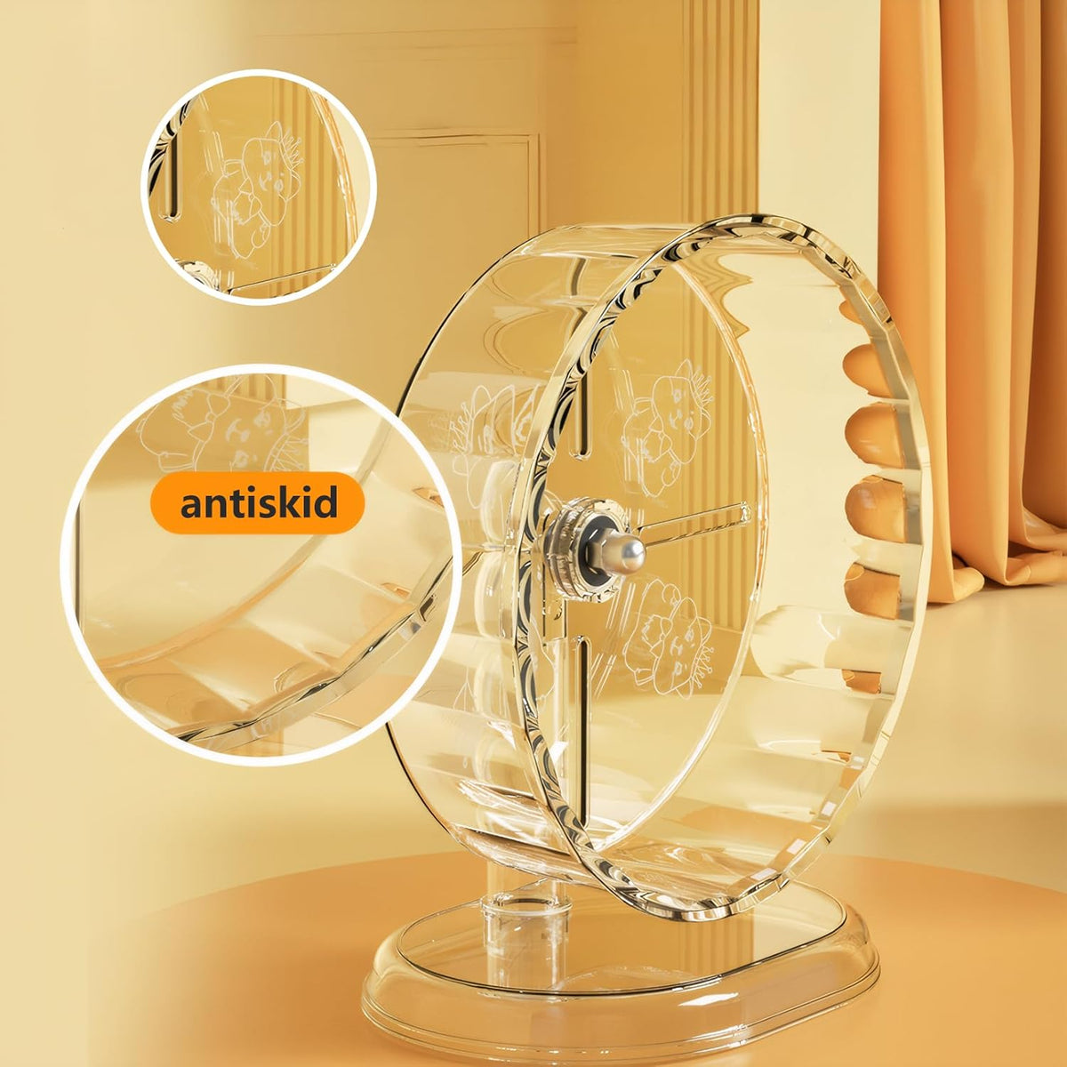 Silent Hamster Wheel – 8.3 Inch Syrian Hamster Running Wheel, Anti-Skid & Height Adjustable, Easy