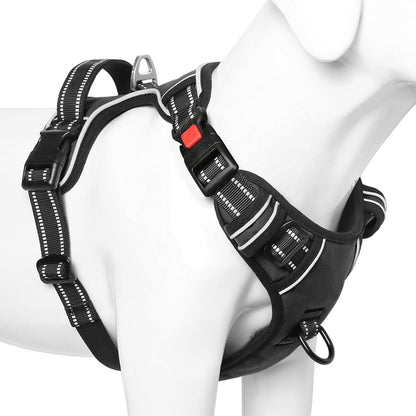 Timos Dog Harness, 3 Snap Buckles No-Pull Soft Padded Dog Vest with 2 Metal Leash Clips, Adjustable