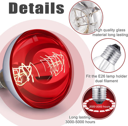 VIHOSE 1 Pack 250 Watt Heat Lamp 120v R40 Heat Lamp Bulbs Glass Incandescent Light Bulbs