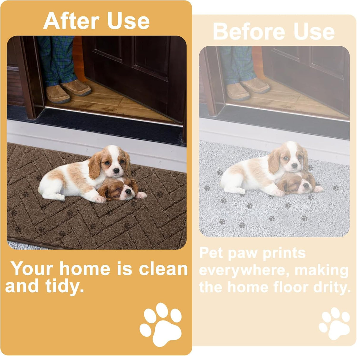 Tindbea Dog Mat for Muddy Paws,Absorbs Moisture Dirt Non-Slip Washable Mud Mat for Dogs,Soft Rubber