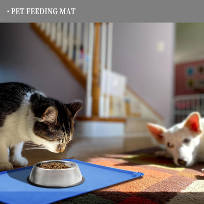 Waterproof Pet Feeding Mat with High Raised Edges, Heavier and Thicker Placemats for Cat Dog Water