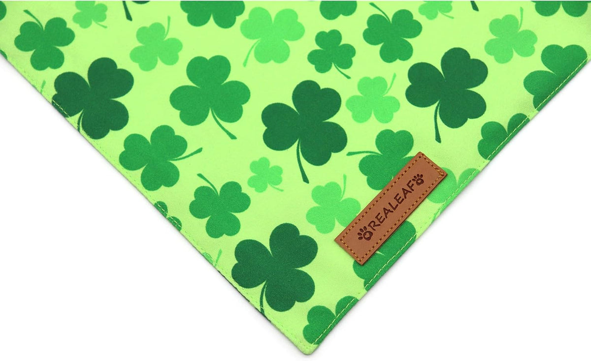 Realeaf St. Patrick's Day Dog Bandanas 2 Pack, Triangle Reversible Pet Scarf for Boys and Girls